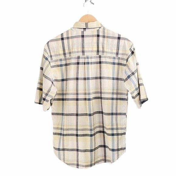 Woolrich Shirt Men's Size Small Yellow Plaid Short Sleeve Button Front Casual - Picture 2 of 9
